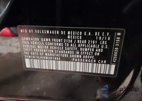 2017 Volkswagen Jetta 1.4T S из США, поврежденный, VIN 3VW2B7AJ6HM261884